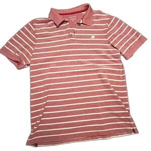 Mens Red and White Stripped Banana Republic Logo Polo